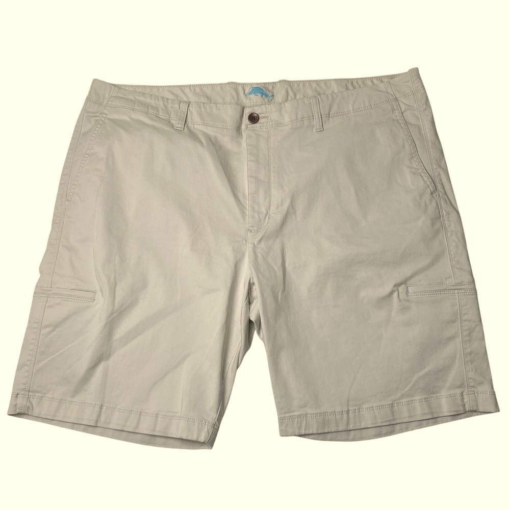 Tommy Bahama Men Boracay Stretch Chino Utility Shorts Size 44 Khaki Beige Summer